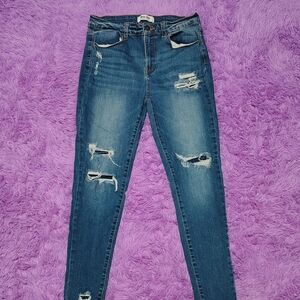 Wax Jeans Blue Distressed Skinny Jeans